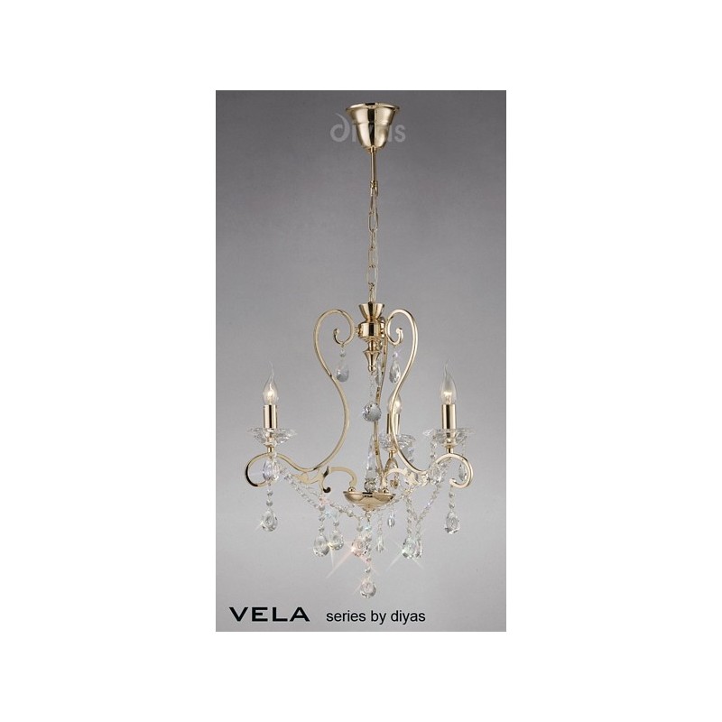 Il32063 Vela Crystal And French Gold 3 Light Chandelier Inspired Diyas Vela Crystal And French Gold 3 Light Chandelier Il32063