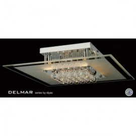 Inspired Diyas delmar chrome and crystal square 6 light flush Ceiling light