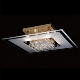 Inspired Diyas delmar gold and crystal 6 light squared flush Ceiling light IL32024