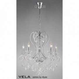 Inspired Diyas Vela crystal and chrome 5 light chandelier IL31365