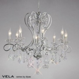 Inspired Diyas Vela crystal and chrome 8 light chandelier IL31368