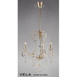 Inspired Diyas Vela crystal and French gold 3 light chandelier IL32063