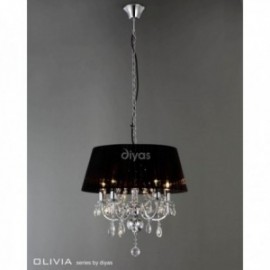 Inspired Diyas olivia 5 light chrome with black gauze shade chandelier IL30045
