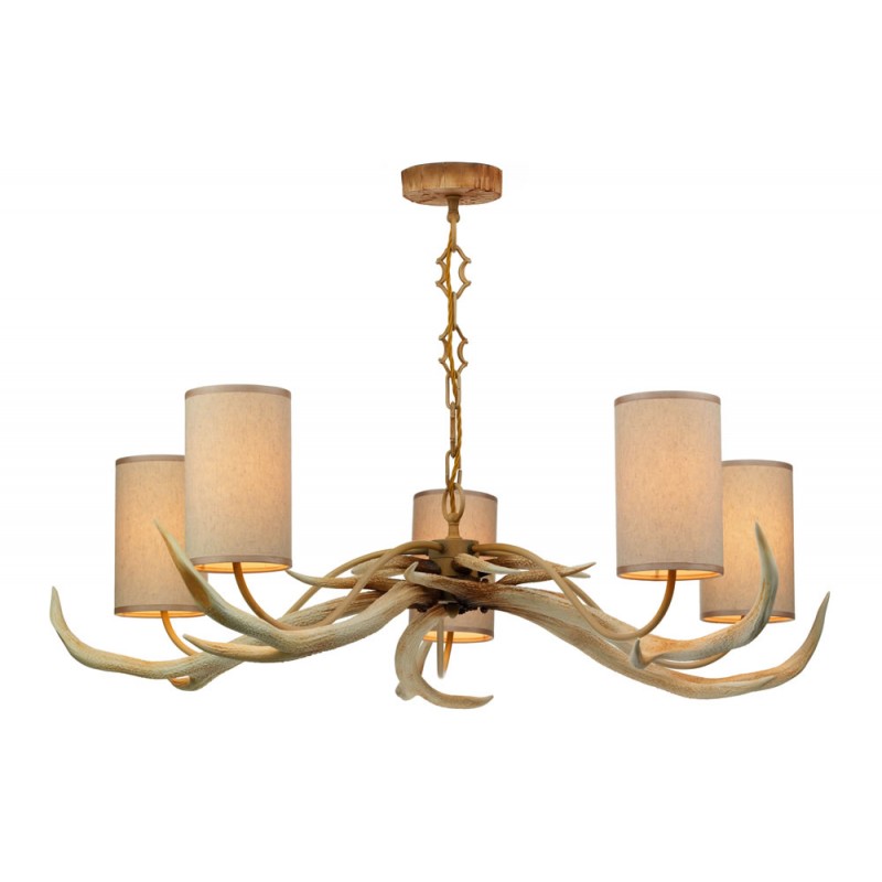 David Hunt Lighting Antler 5 Light Bleached Pendant