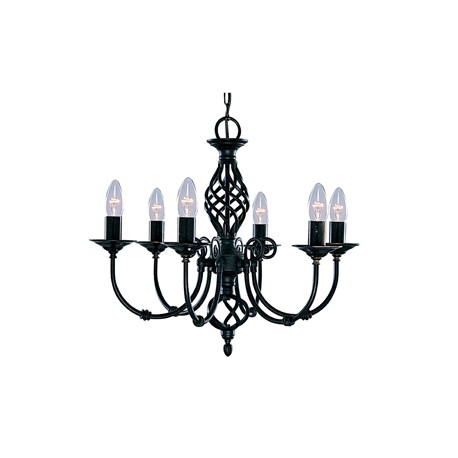 Searchlight 6 light Zanzibar black wrought iron fitting