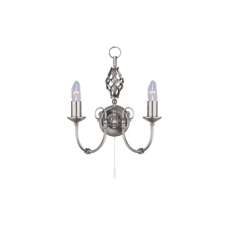 Searchlight 2 light Zanzibar satin silver wall light