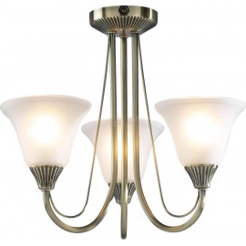 Dar Boston 3 light semi flush antique brass opal glass shades