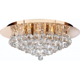 Searchlight 6 light Hanna Flush fitting in gold with crystal ball decoration