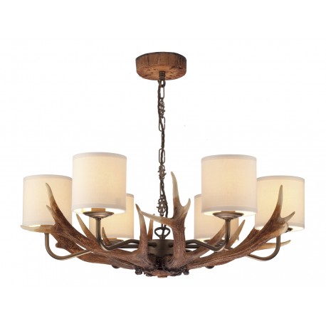 Dar Antler British Made 6 Light Pendant Complete With Cream Shades