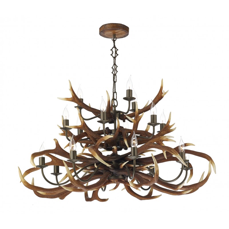 Dar Antler 17 Light Tiered Pendant Rustic Highland Finish