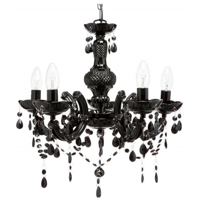 Searchlight 1455 5bk Marie Therese, Marie Therese Black Chandelier