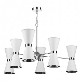 DAVID HUNT LIGHTING, Hyde 12 light pendant In chrome with arctic white metal shades