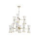 DAVID HUNT LIGHTING, Hyde 18 light chandelier In polished brass with arctic white metal shades