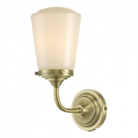 Dar lighting Caden IP44 Antique brass wall light