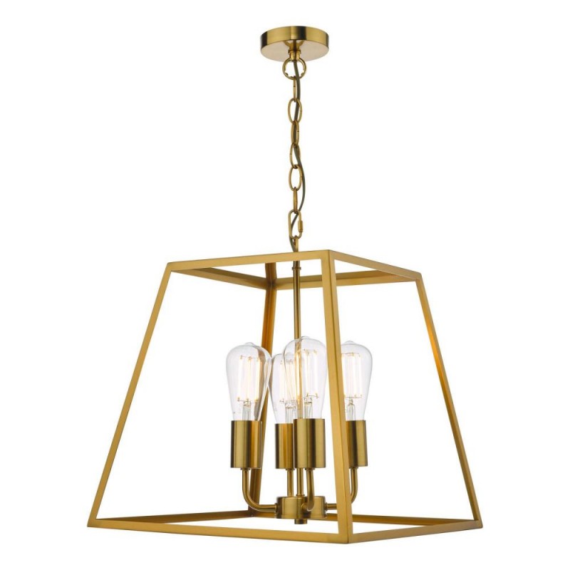 Dar lighting Academy 4 light Lantern natural brass